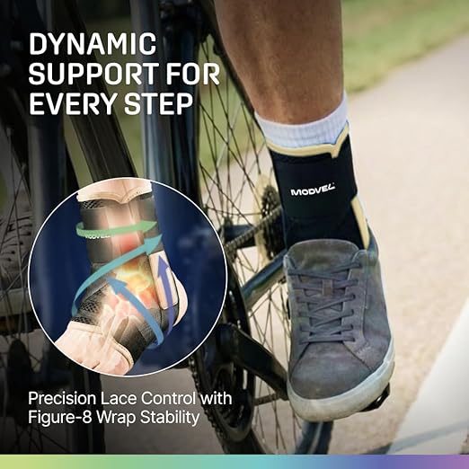 MODVEL Slim Lace Up Ankle Brace, Adjustable Ankle Braces for Men, Ankle Brace for Women, Ankle Support for Women – Figure 8 Ankle Brace Strapping with Soft Pads for Sprained Joint Stability Ankle Wrap