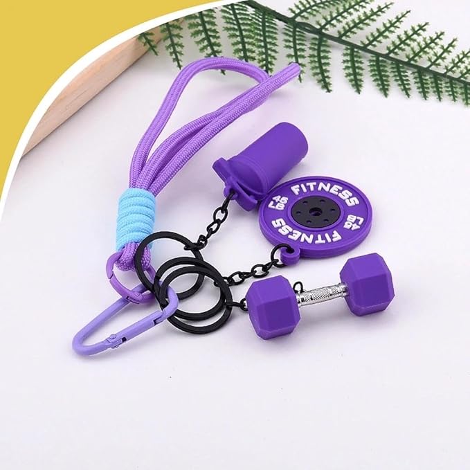 Fitness Gym Keychain Mini Dumbbell Weight Plate Sport Bottle Charm Motivational Gift for Gym Lovers Coaches Women Men