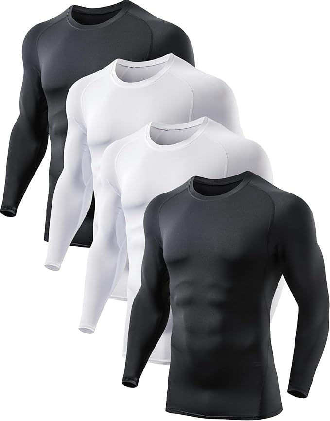 5 or 4 Pack Compression Shirts for Men Long Sleeve Athletic Base Layer Undershirt Gear T Shirt for Workout