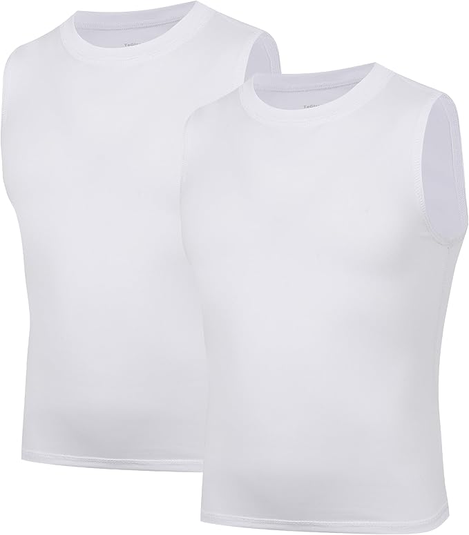 Youth Boy Girls Sleeveless Compression Shirt Kid Athletic Tank Top Quick Dry Basketball Football Undershirt