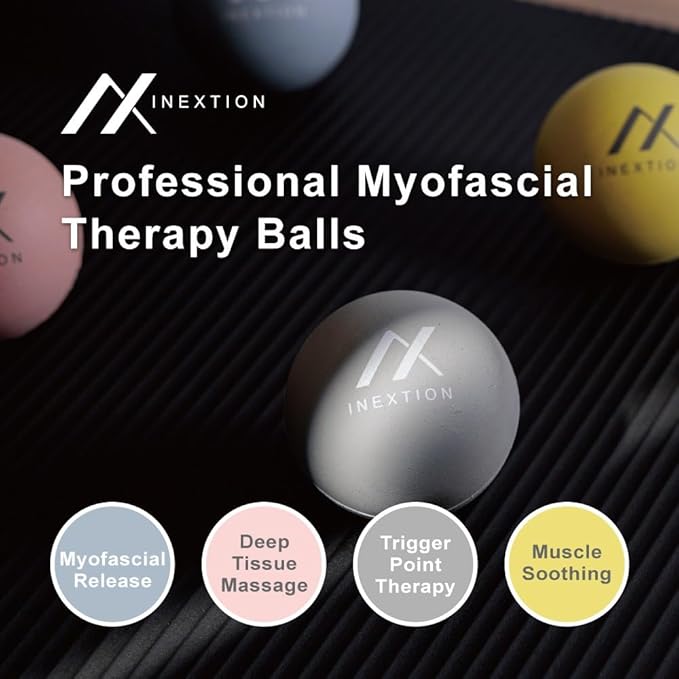 Therapy Massage Balls (2-Pack), High-Density Fascia Balls for Targeted Muscle Relaxation & Daily Recovery - 50D & 65D Hardness Options (Serene Gray + Tranquil Blue (65D+65D))