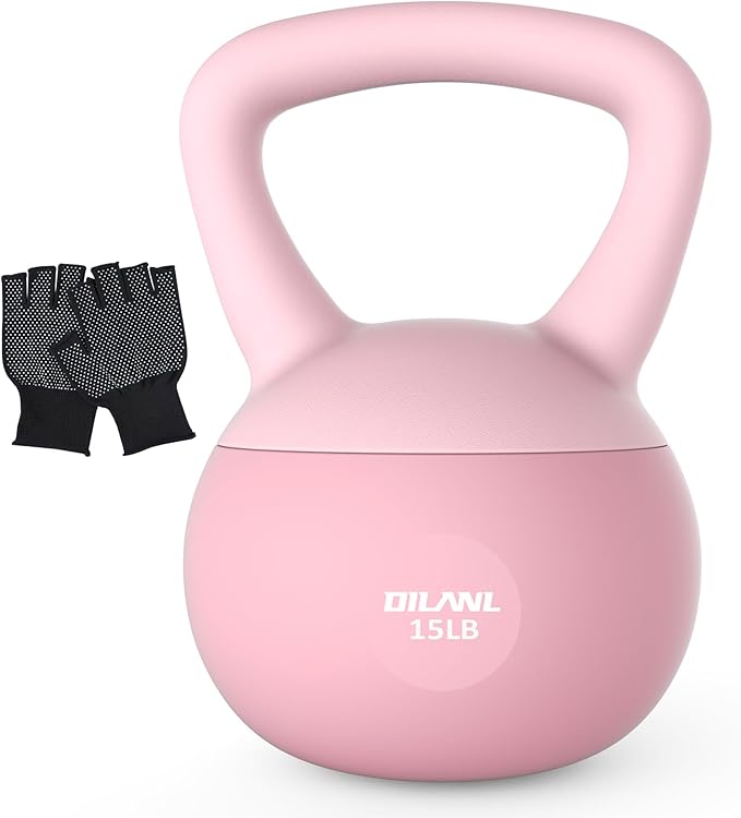 Soft Kettlebell, Safe Strength Training Kettle bell, Cushioned Impact-Resistant Base and Anti-Slip Grip Weight, Kettlebells Set for Home Workouts and Men/Women/Beginners,With Non-slip Gloves