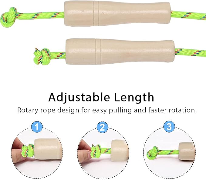 Double Dutch Jump Rope 16 ft 2 Pack, Adjustable Long Skipping Rope with Wooden Handle, Multiplayer Team Jumping Rope for Kids Adults, Long Enough for 5-6 Jumpers