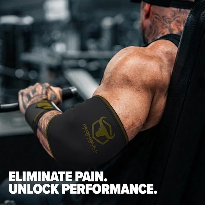 Elbow Sleeves 5mm (1 Pair) - High Performance Elbow Sleeve Support for Weightlifting, Weight Training & Powerlifting - Best Compression Straps - for Men and Women (XX-Large, Black/Green)