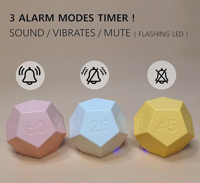 Cube Pomodoro Timer - Flip to Start Countdown, Rechargeable Mini Productivity Timer for Study, Office, 11 Preset Times, Silent/Vibration, Time Management Tool for Kids & ADHD (White)