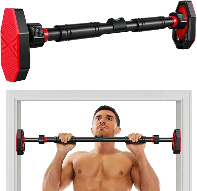 Ciieeo Adjustable Doorway Pull up Bar with Secure Locking No Drilling Installation Comfortable Grip for Home Gym Strength Training 39.37 Inch Portable Fitness Equipment