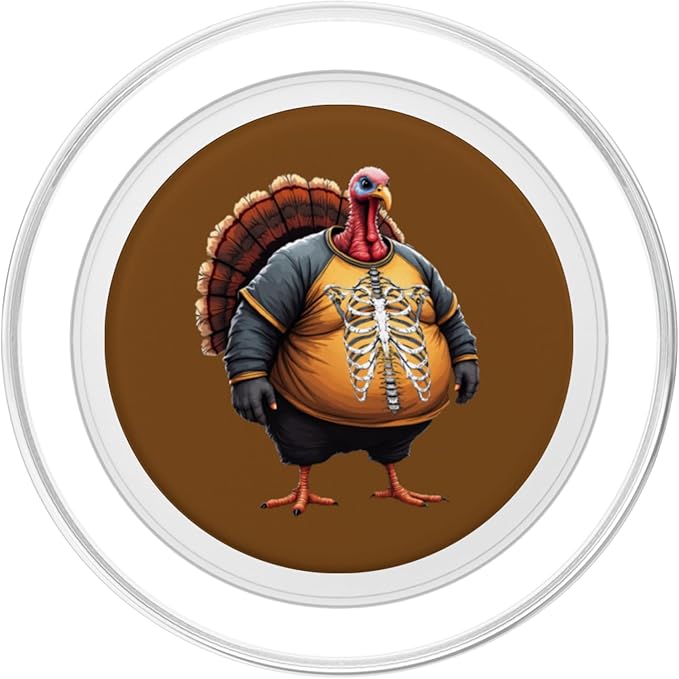 Fat Turkey Wearing Skinny Bones Costume Funny Thanksgiving PopSockets PopGrip for MagSafe
