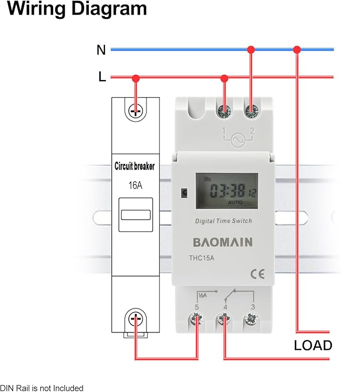 Baomain THC15A AC 110V Digital LCD Power Programmable Timer Time Switch Relay 16A Amp White
