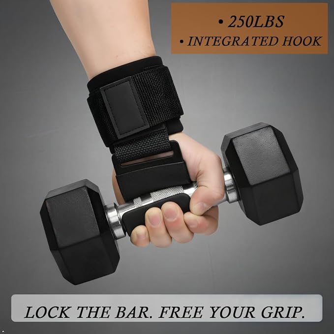 3 in 1 Weight Lifting Gloves with Deadlift Hooks & Wrist Wraps, Available M/L Sizes, Breathable Non Slip Gym Gloves for Men Women, Adjustable Wrist Support for Powerlifting Deadlifts