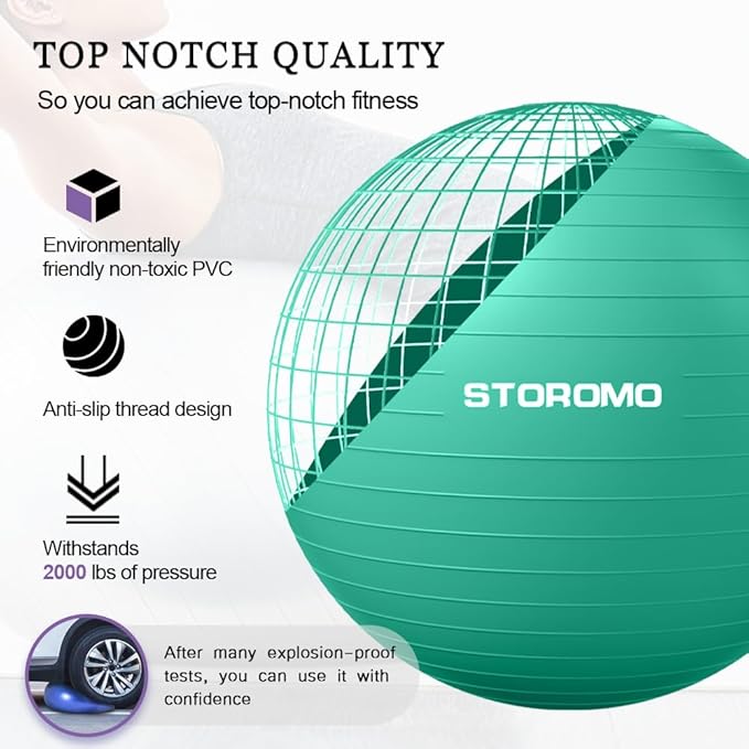 Anti-Burst Pregnancy Exercise Ball – High Weight Capacity Stability Ball for Yoga, Pilates & Labor Support, Eco-Friendly PVC Fitness Ball for Moms, Includes Pump (45cm-95cm)