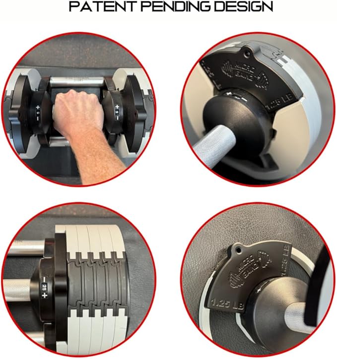 Micro Gainz 1.25LB Magnetic Weight Attachment for Nuobell Style Adjustable Dumbbells, Choose 2 or 4 Piece Magnetic Weight Plates, Ideal for Micro Loading Dumbbells, Made in USA