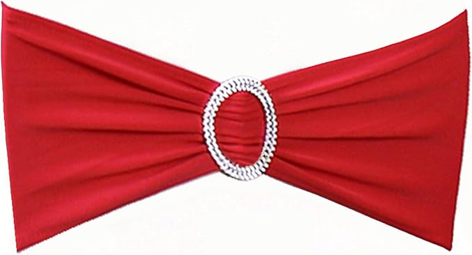 Wedding Red Chair Sashes 100 Pack Spandex Chair Bows Bands with Buckles for Party Birthday Bridal Shower Engagement Banquets Anniversary Christmas Outdoor Events Decorations (Red)