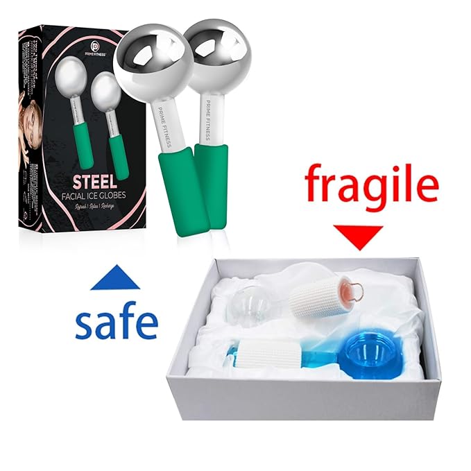 Ice Globes for Facials | Unbreakable Steel Cooling Roller | Cryo Sticks for Face | Massager for Face Neck & Eyes | Skin Care for Dark Circles, Puffiness, Wrinkles, Collagen Production (Green)
