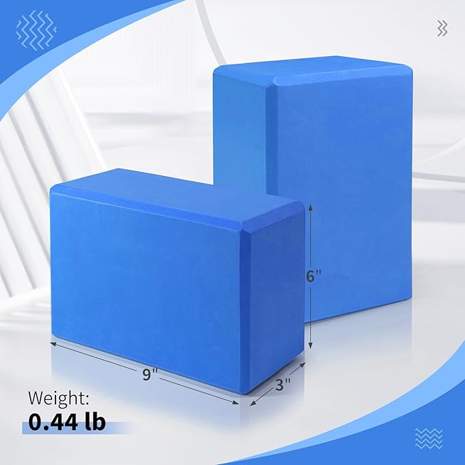 Yoga Blocks 2 Pack, 9"x6"x3" High-Density EVA Foam Yoga Block, Non-Slip Yoga Blocks for Yoga, Pilates Meditation, Stretching and Toning, Supportive, Latex-Free