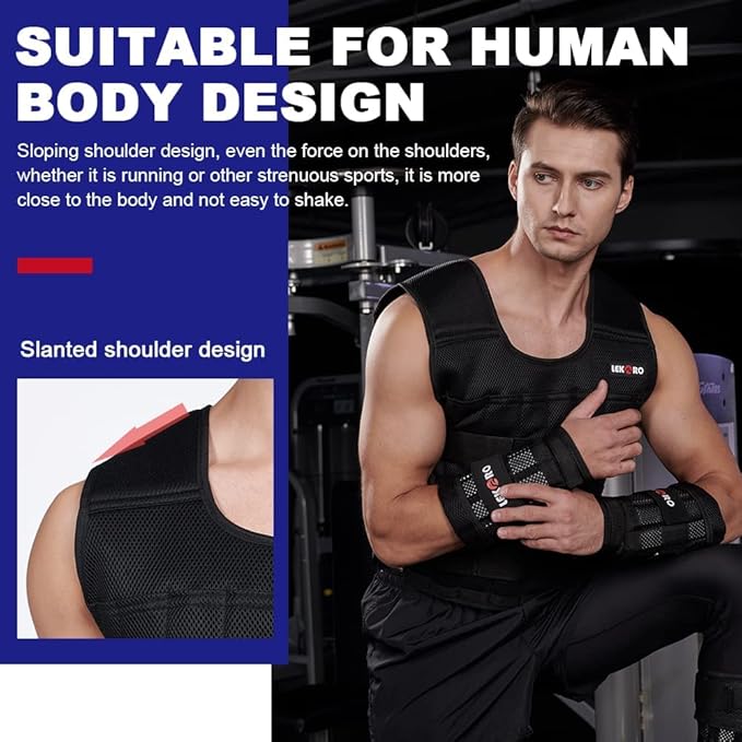 Weighted Vest Set 44LB for Men & Women, Adjustable Workout Weight Vest with Steel Plates, Weighted Training Vest with Wrist Weights and Ankle Weights for Strength Training, HIIT, Rucking & Cardio