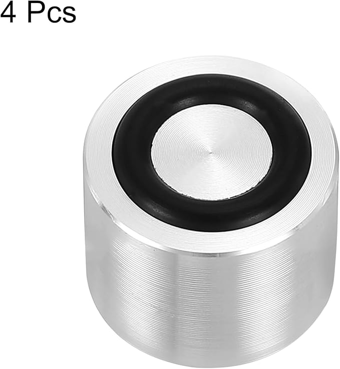 uxcell M8 Thread 20mm / 0.8" Dia 20mm Thick Aluminum Circle Disc Glass Top Adapter 4pcs Round Solid Table Feet Pad Plate Hardware with Anti-Slip Rubber Ring