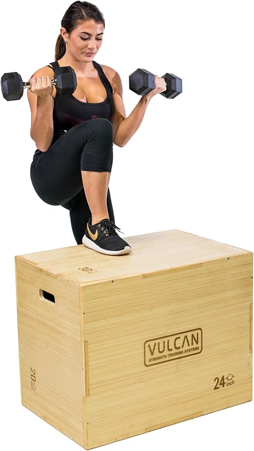 VULCAN 3-in-1 Wooden Plyo Box – Durable Ashwood Plyometric Jump Box for Home Gym and Commercial Training | Safe, Stable & Versatile for Box Jumps, Step-Ups, HIIT and Cross-Training Workouts