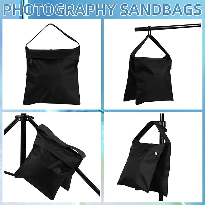 24 Pack Sandbags Weight Bags for Photography Equipments, Photography Sand Weight Bags, Heavy Duty Sandbags for Backdrop Stand, Outdoor Canopy, Photo Tripod,Pop up Tent, Umbrella Base (Black)