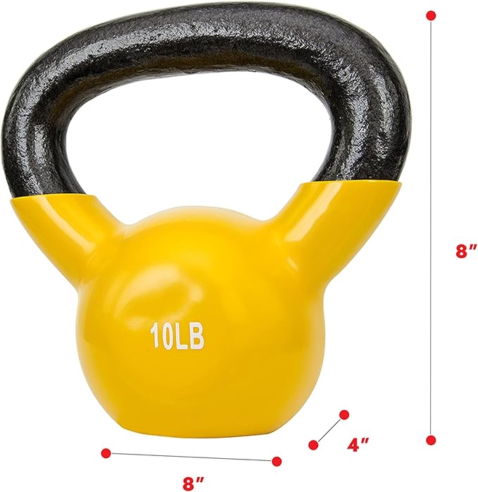 Sunny Health & Fitness Vinyl Coated Kettlebell for Strength Weight Training & Swinging Exercise - In 5, 10, 15, 20, 25 Pound