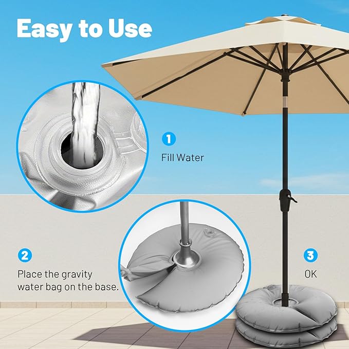 2 Pack 18" Water Bags for Feather Flag Base, Upgraded Thickened PVC Material, Openable Water Weight Bag for Feather Flag Stand Beach Umbrella and Photography Stand, 20 lbs Each