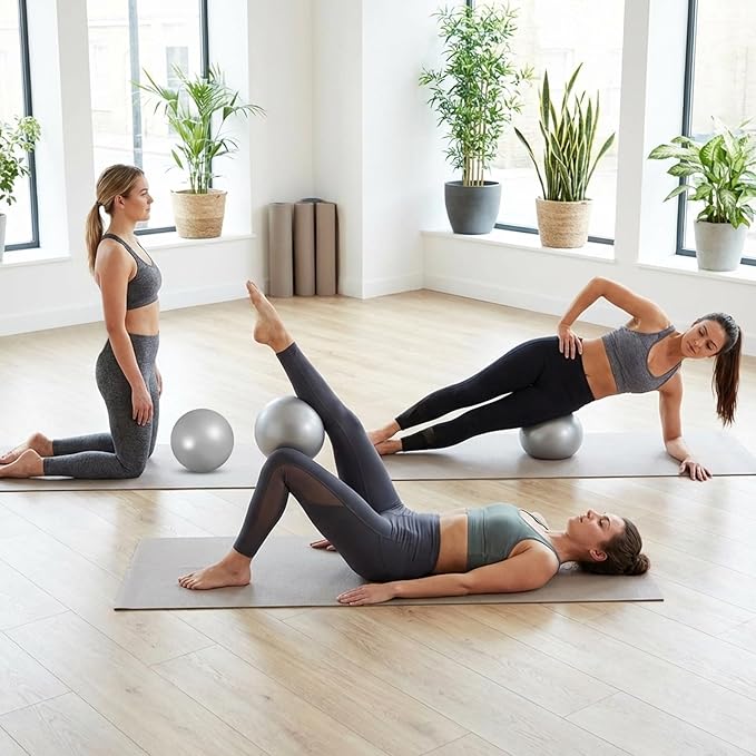 4 Pcs Small Exercise Pilates Ball Bulk 9 Inch Mini Yoga Balls Anti Burst and Slip for Stability, Fitness, Physical Therapy, Stretching & Core Workout at Home Gym Office Class