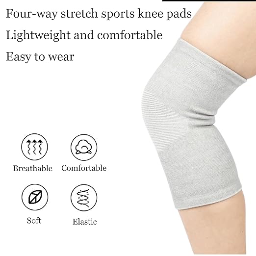 Bamboo Charcoal Knee Sleeve - Bamboo Compression Knee Sleeve for Men and Women - Elastic Warm Knee Brace for Arthritis(Gray, Large)