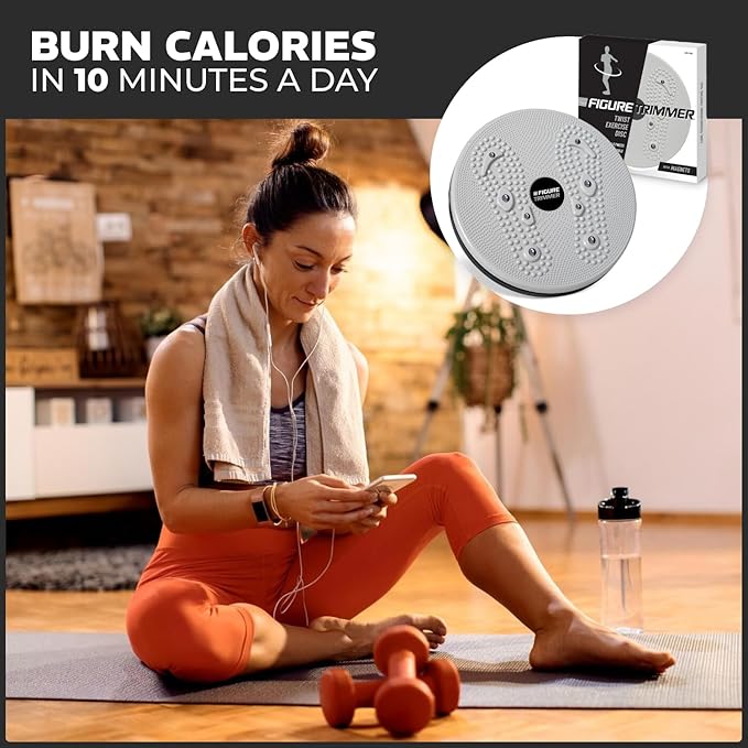 Daiwa Felicity Figure Trimmer Ab Twister Board - Waist Twister Machine for Core & Abs Exercise - Waist Twisting Fitness Tool, Dizzy Disc Twist Board for Slimming Workout with Magnets Reflexology