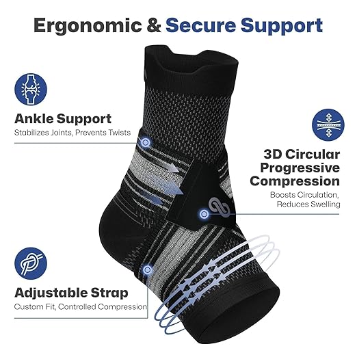 PAPLUS 2 Pairs Ankle Braces for Men & Women Plantar Fasciitis Relief- Adjustable Ankle Support for Foot Pain, Achilles Tendonitis Brace - with Removable Strap for Swelling Black