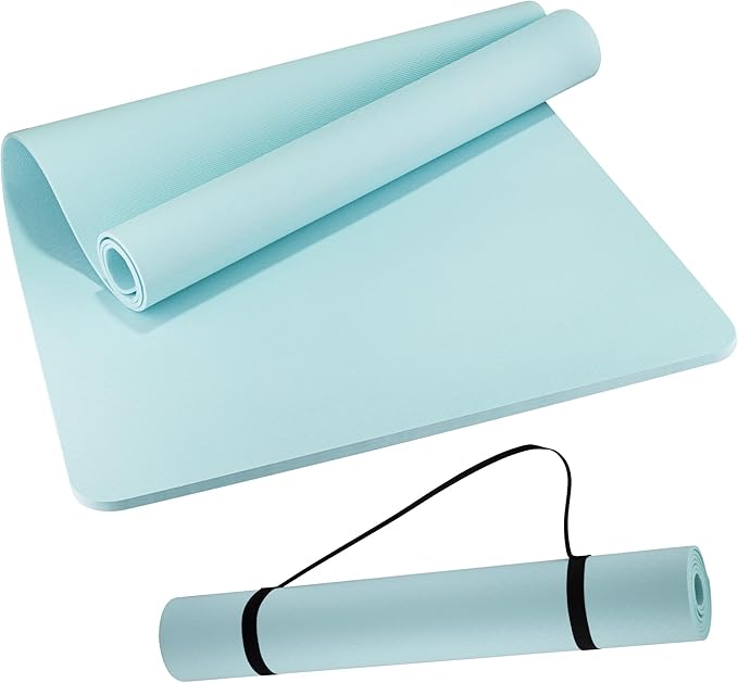 Extra Wide Yoga Mat 72"x 32" - Non Slip TPE Exercise Mat for Home Workout, 6mm High-Density Large Yoga Mat for Men & Women, Eco Friendly Pilates & Fitness Floor Mat with Carry Strap