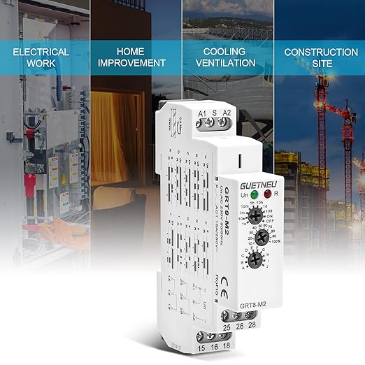 Relay 12V, Timer Relay Delay Off Trigger, Off Delay Timer with 10 Function Choices, Wide Voltage Multifunctional Relays for Electric Appliances, XS-SJ-M2-AC 230V, 35mm DIN Rail Mounting