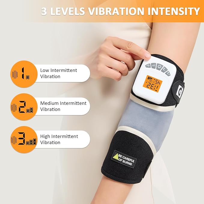 AOKESTE Cordless Elbow Heating Pad for Tendonitis and Tennis Elbow,Vibration Elbow Massage for Pain,Rechargeable 5000mAh Battery Heating Pad for Arm,Heated Elbow Brace for Joint Pain Relief(Low Noise)