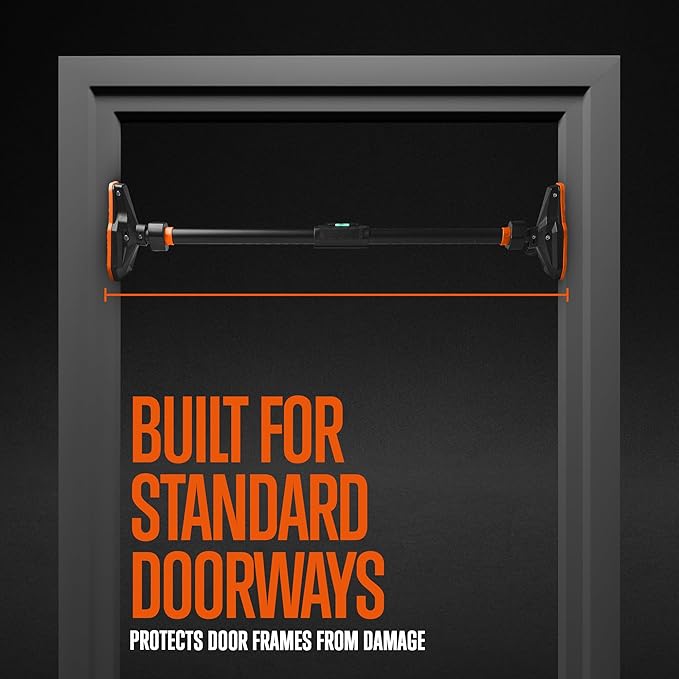 SQUATZ Adjustable Pull-Up Bar - Strength Training Exercise Equipment with Automatic Locking, Adjustable Width 29 to 45 inches, Upper Body Workout Bar for Men and Women Home Gym Exercise