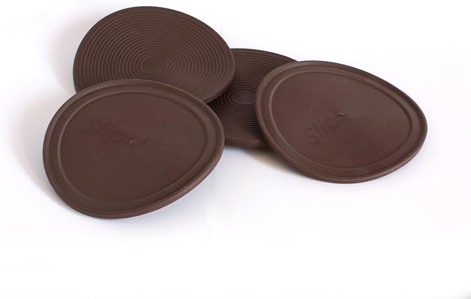 Slipstick CB885 3-1/2 Inch Large Non Slip Rubber Floor Surface Protector Pads (Set of 4 Grippers) Round - Chocolate Brown