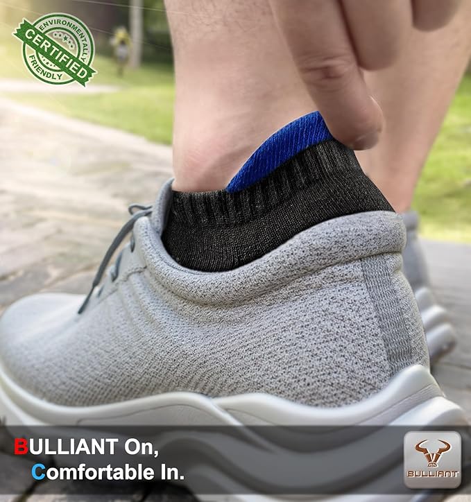 BULLIANT Men Running Socks,Active Ankle Socks No Show For Men With Cushioned Footbed Arch Support Breathable Wicking