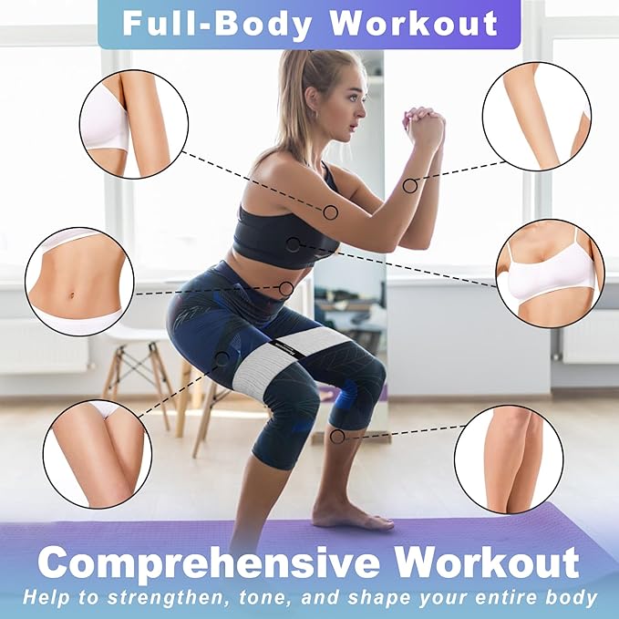 Honmein Resistance Bands for Working Out, 3 Levels Exercise Bands Workout Bands Set for Women Men, Hip Legs Booty Bands for Home Fitness, Gym, Yoga, Pilates
