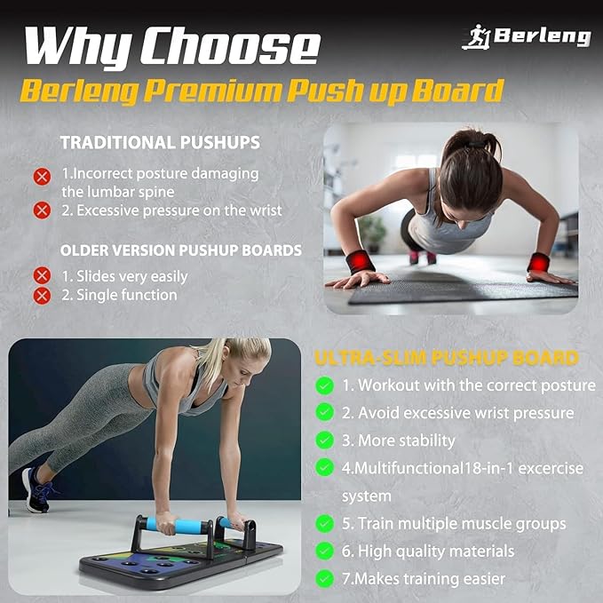 IUT Solid Push Up Board 15 in 1 Home Workout Equipment Multi-Functional Pushup Stands System Fitness Floor Chest Muscle Exercise Professional Equipment Burn Fat