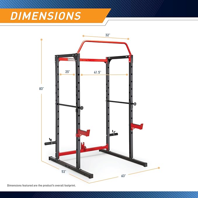 Marcy Power Cage with Pull-Up Bar,Adjustable Bar Catches,Olympic Standard Weight Plate,Accessories Build Your Own Home Gym with Optional Dual Pulley Trolley System for Body Exercise,Strength Training