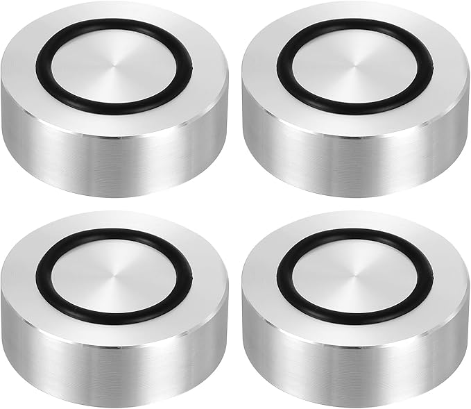 uxcell M8 Thread 45mm / 1.8" Dia 15mm Thick Aluminum Circle Disc Glass Top Adapter 4pcs Round Solid Table Feet Pad Plate Hardware with Anti-Slip Rubber Ring