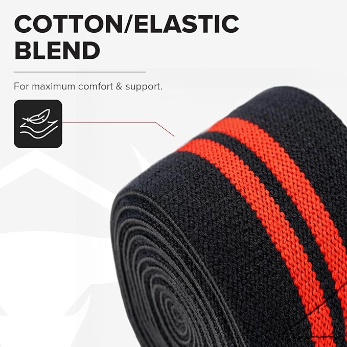 Knee Wraps for Weightlifting - 80" Elastic Knee Straps for Squats and Weight Lifting - Lifting Knee Wraps for Strength & Compression Wrap - Knee Support for Squatting, Powerlifting, Gym