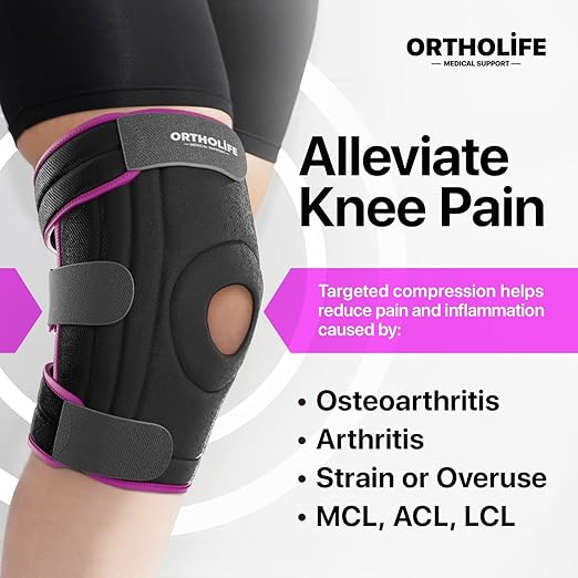 Knee Brace for Women and Men – Knee Compression Sleeve for Meniscus Tear, ACL, Arthritis Pain Relief, Patella Pad & Side Stabilizers – Please Check How To Size Video (Pink, Medium)