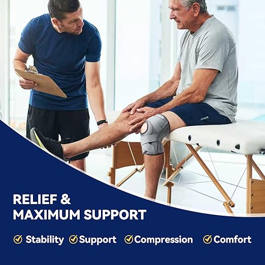 JOMVD Knee Brace for Knee Pain, Meniscus Tear, Adjustable Knee Support with Side Spring Stabilizers for ACL,Meniscus Tear, Arthritis, Patella Stability, Knee Pain Relief, Women and Men,XX-Large