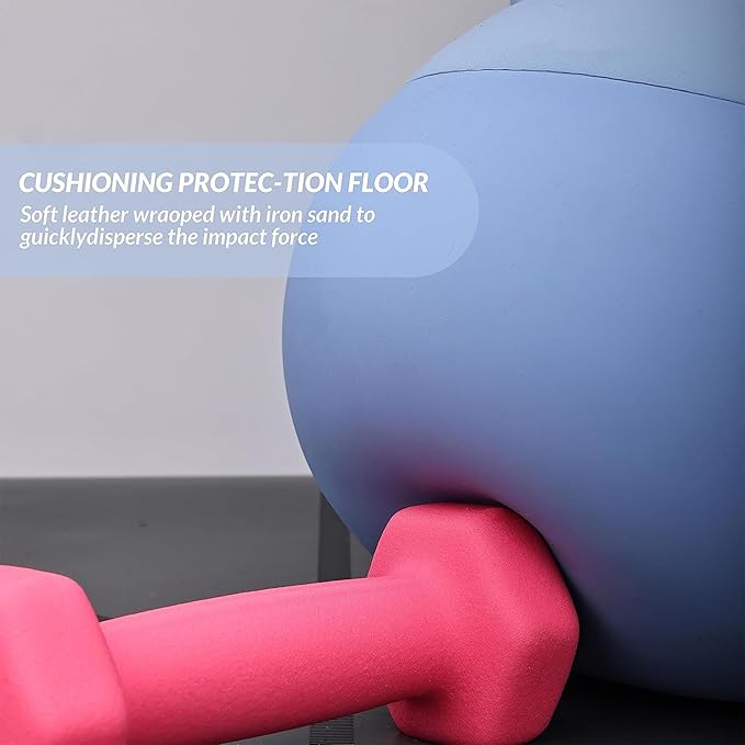 Fitvids Soft Kettlebells - Sea and Iron Sand Filled Weights for Women and Men - Color Coded Soft Vinyl Kettlebells, Multiple Sizes