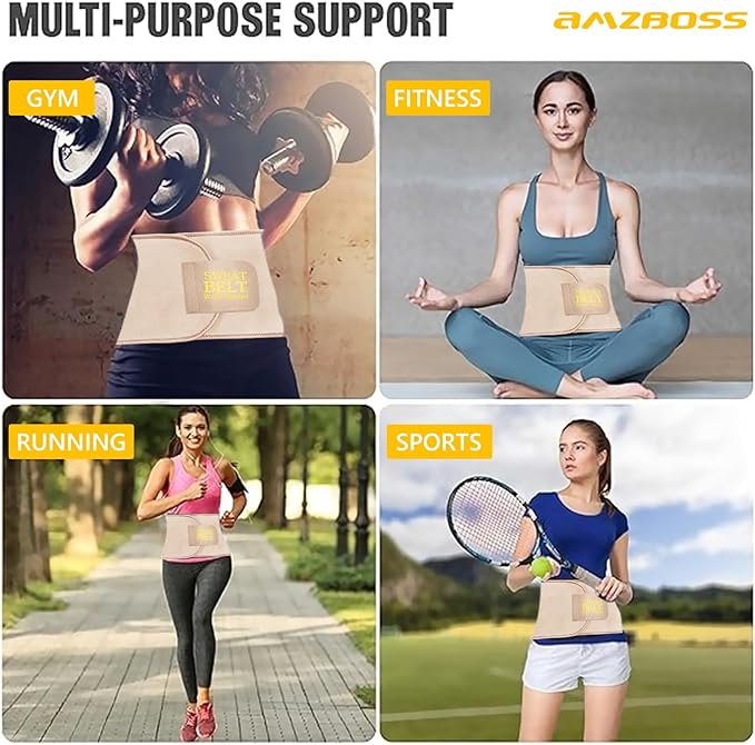 AMZBOSS Waist Trainer for Women Lower Belly Fat, Waist Sweat Band for Women, Belly Band Sweat Belt, Stomach Wrap, Body Shaper