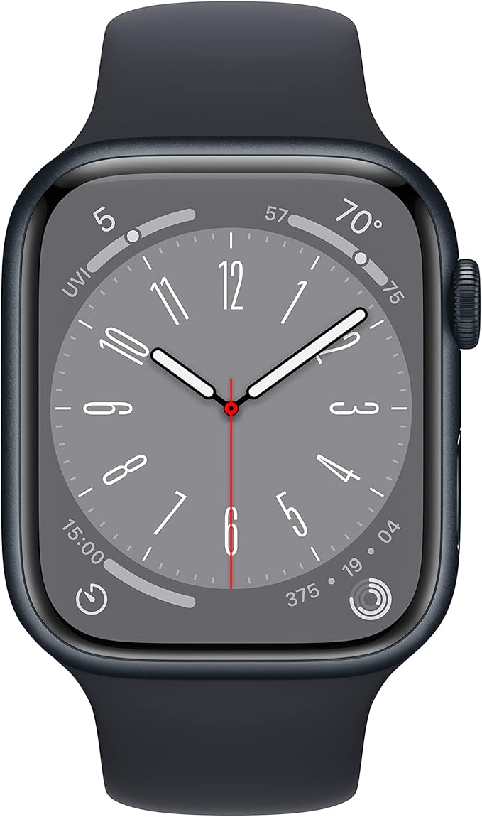 Apple Watch Series 8 [GPS, 45mm] - Midnight Aluminum Case with Midnight Sport Band, M/L (Renewed)