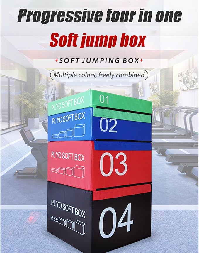 Box Jump, Soft Foam Enhanced Box Jump, Plyometric Training Box, Stackable Box Jump, Used for Jump Training, Pressure Training and Physical Training. Suitable for Home Gym Exercise