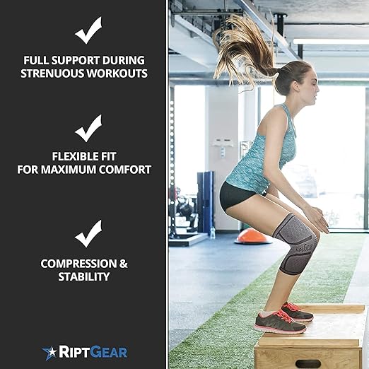 RiptGear Knee Compression Sleeve - 2 Pack - Braces for Knee Pain - Compression for Arthritis, Meniscus Tear, Running - Support for Women and Men - Sleeves Weightlifting (X-Large, Gray (2 Pack))