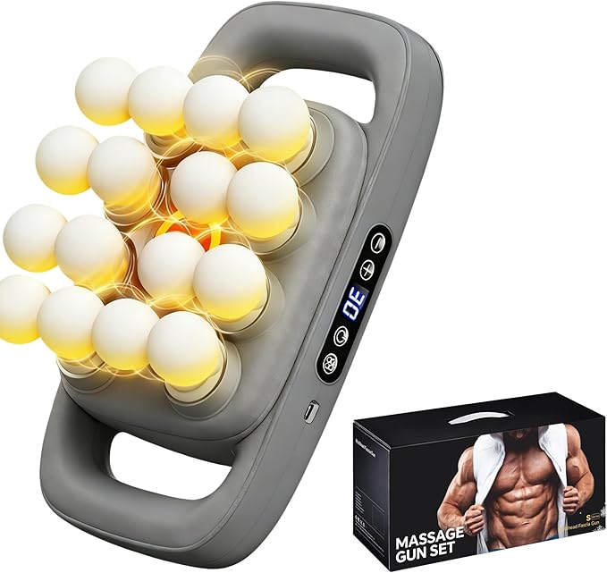 16 Head Massage Gun deep Tissue, Percussion Muscle Massager with 16 Heads, 3 Modes & 30 Intensities,Quiet Handheld Massager for Back Neck Shoulder Legs Muscle Pain Relief