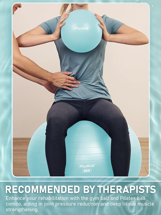PhysKcal Yoga Ball for Exercise, Pilates Set, 4 Sizes Fitness Ball for Workout, Birthing, Pregnancy, Physical Therapy- Pump Included