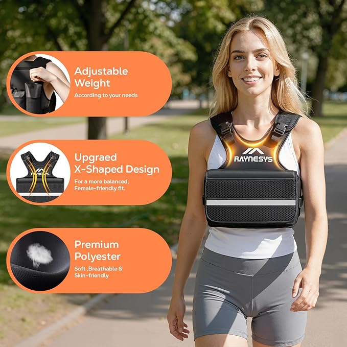 Adjustable Weighted Vest Women Men,1-12/1-20/1-30 LBS Weight Vests with Adjustable Shoulder Strap, 8 Ironsand, Large Pocket, Reflective Strip,Weighted Vest Men and Women for Workout, Strength Training