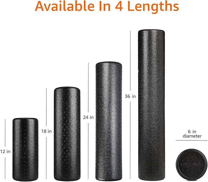 Amazon Basics High-Density Foam Roller for Exercise, Stretching and Muscle Recovery, 36 Inches, Black